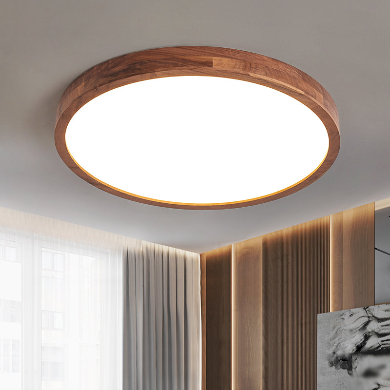 Geometry Shape LED Ceiling Lamp Modern Wood 1 Light Flush Mount for Balcony