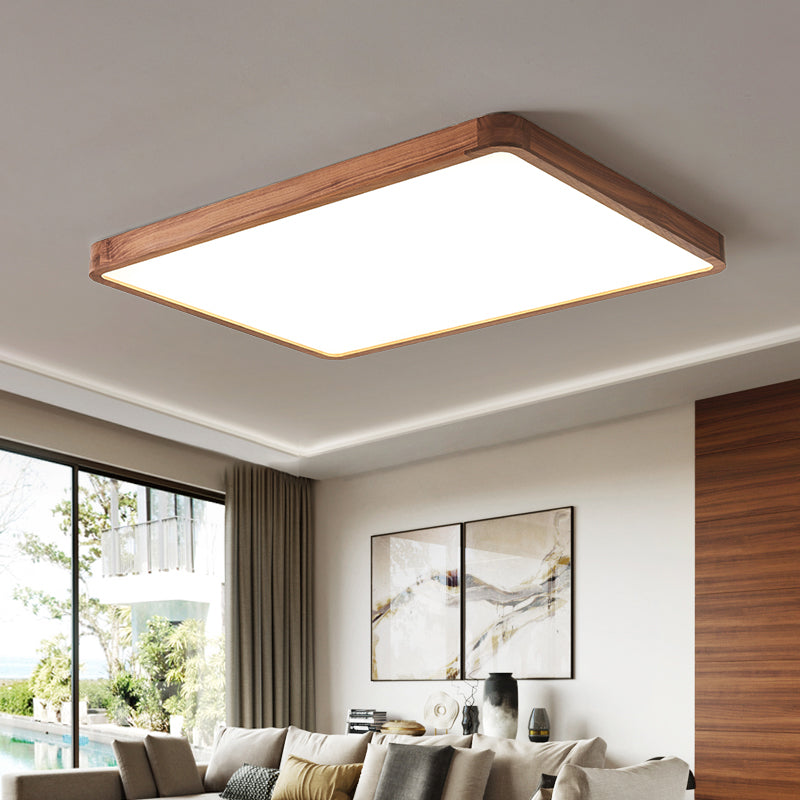 Geometry Shape LED Ceiling Lamp Modern Wood 1 Light Flush Mount for Balcony