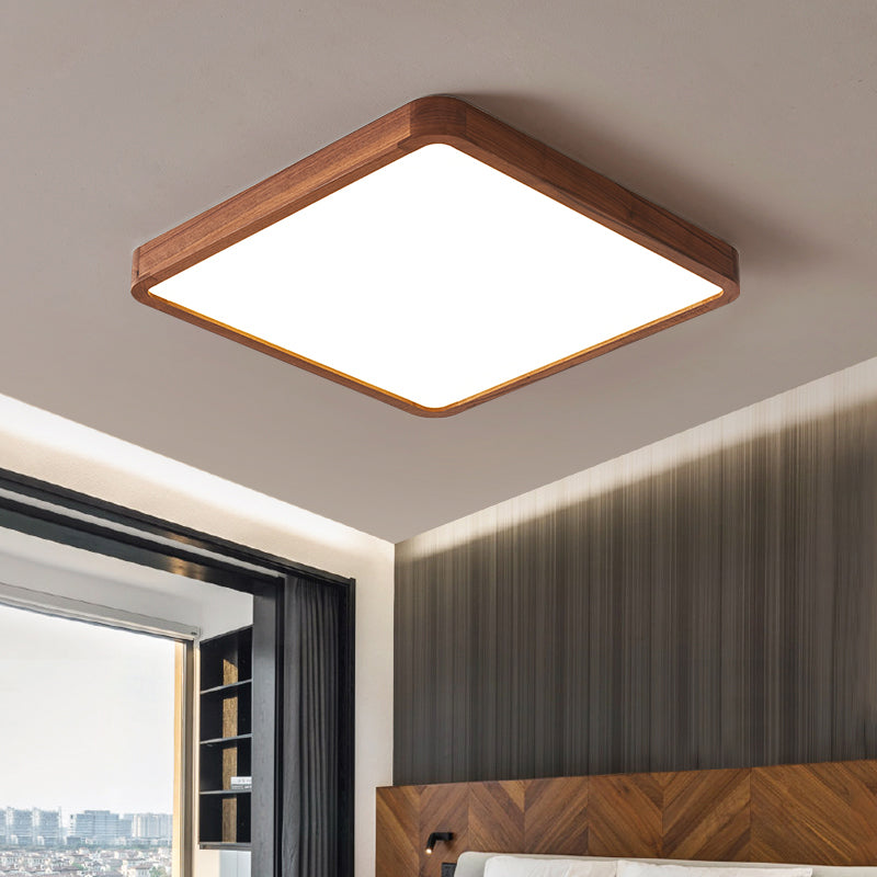 Geometry Shape LED Ceiling Lamp Modern Wood 1 Light Flush Mount for Balcony