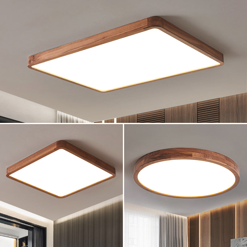 Geometry Shape LED Ceiling Lamp Modern Wood 1 Light Flush Mount for Balcony