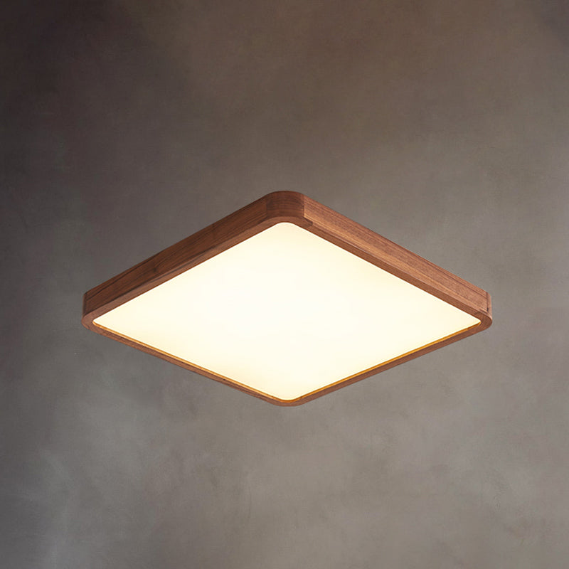 Geometry Shape LED Ceiling Lamp Modern Wood 1 Light Flush Mount for Balcony