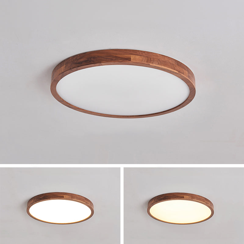 Geometry Shape LED Ceiling Lamp Modern Wood 1 Light Flush Mount for Balcony