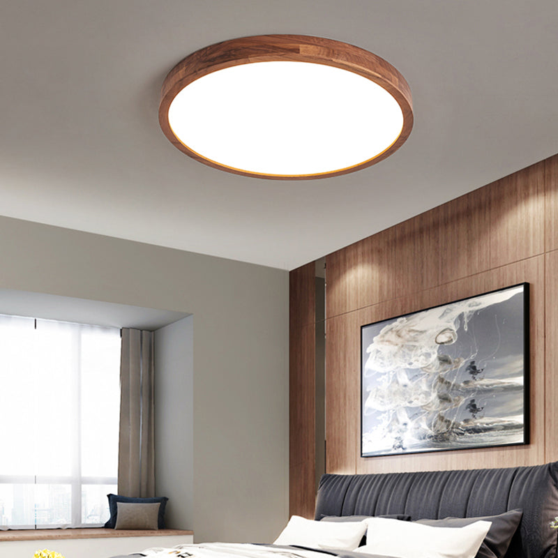 Geometry Shape LED Ceiling Lamp Modern Wood 1 Light Flush Mount for Balcony