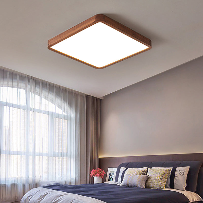 Geometry Shape LED Ceiling Lamp Modern Wood 1 Light Flush Mount for Balcony