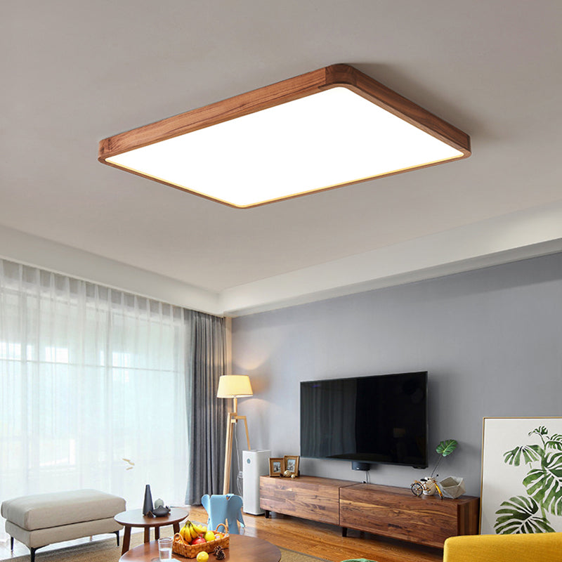 Geometry Shape LED Ceiling Lamp Modern Wood 1 Light Flush Mount for Balcony