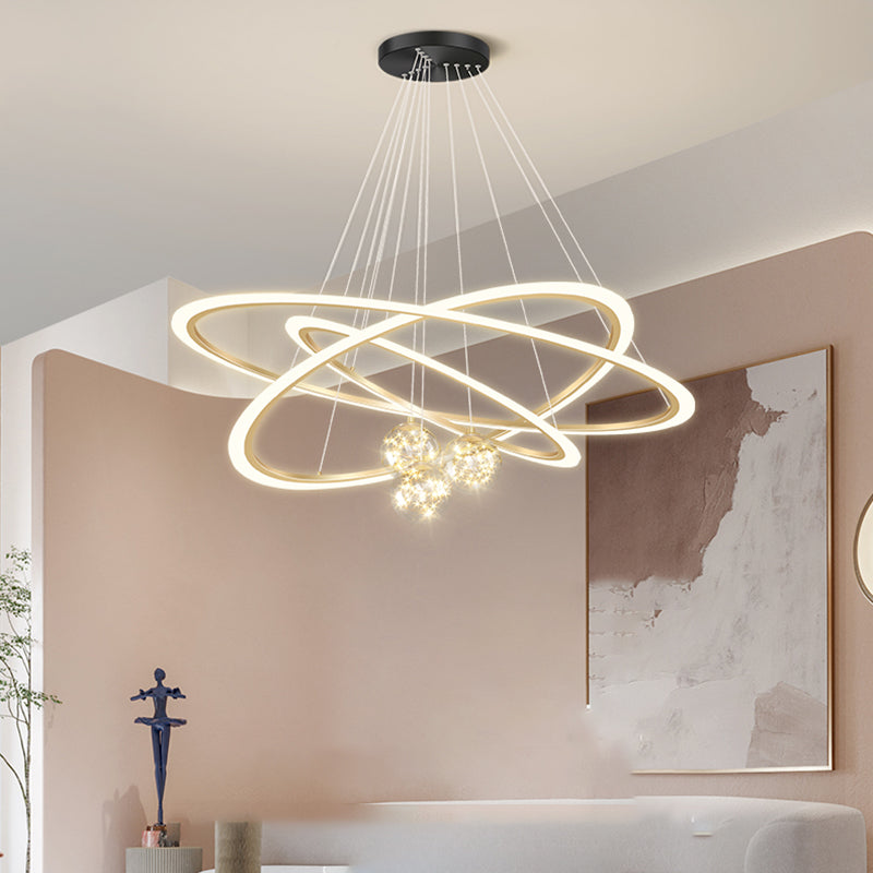 LED Hanging Pendant Light Fixture Modern Chandelier with Acrylic Shade for Living Room