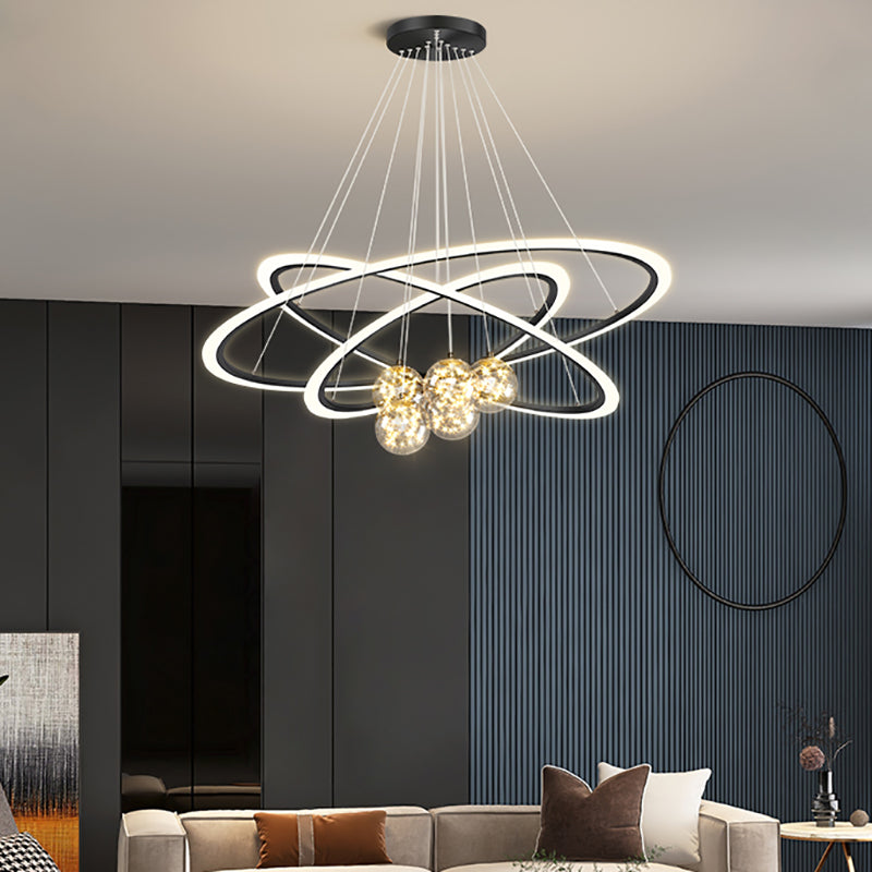 LED Hanging Pendant Light Fixture Modern Chandelier with Acrylic Shade for Living Room