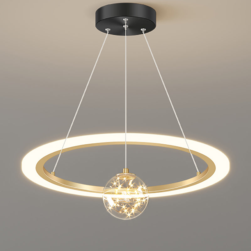 LED Hanging Pendant Light Fixture Modern Chandelier with Acrylic Shade for Living Room