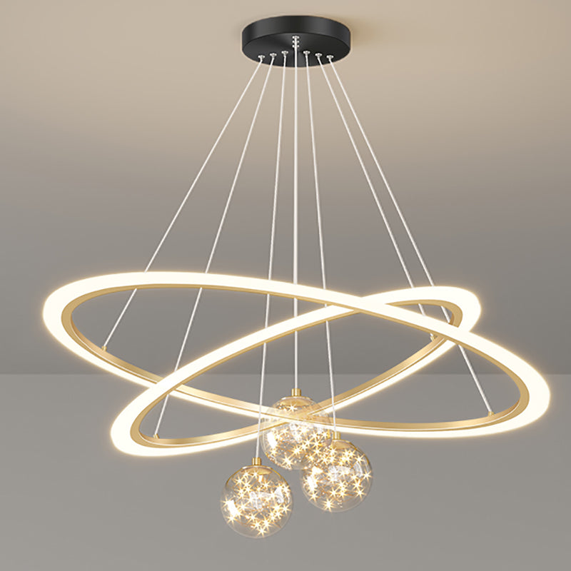 LED Hanging Pendant Light Fixture Modern Chandelier with Acrylic Shade for Living Room