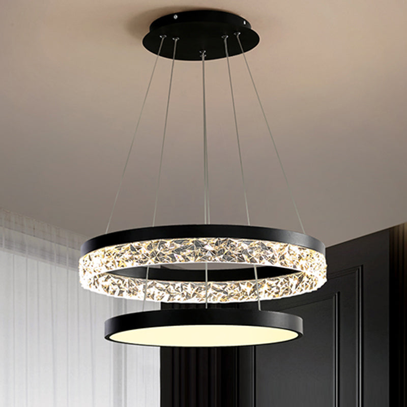 Modern Chandelier LED Hanging Pendant Light Fixture with Acrylic Shade for Living Room