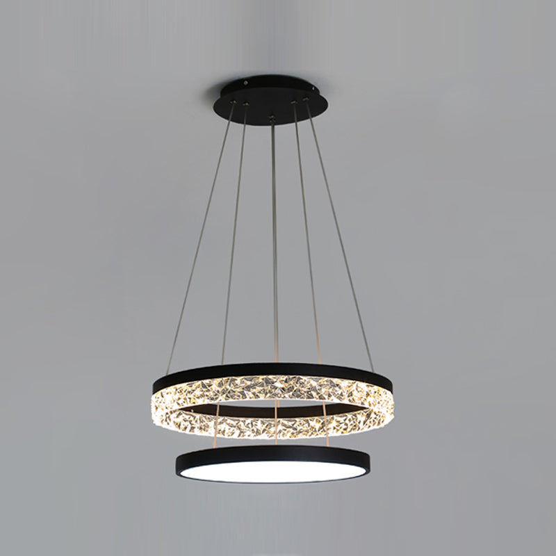 Modern Chandelier LED Hanging Pendant Light Fixture with Acrylic Shade for Living Room