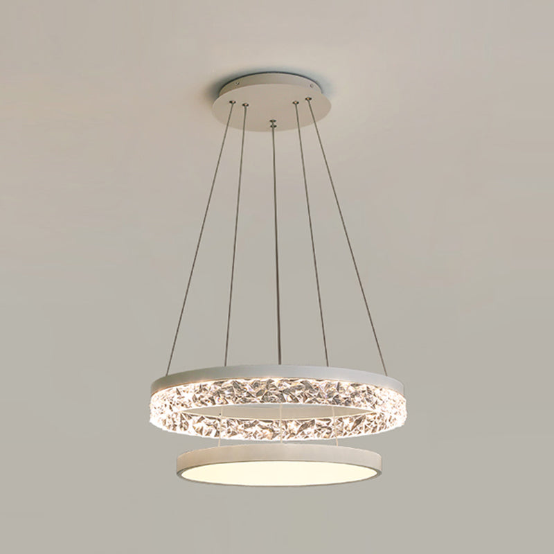 Modern Chandelier LED Hanging Pendant Light Fixture with Acrylic Shade for Living Room