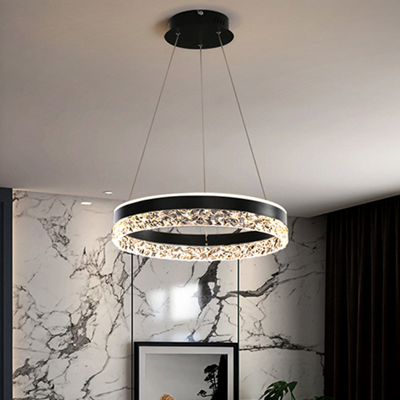 Modern Chandelier LED Hanging Pendant Light Fixture with Acrylic Shade for Living Room