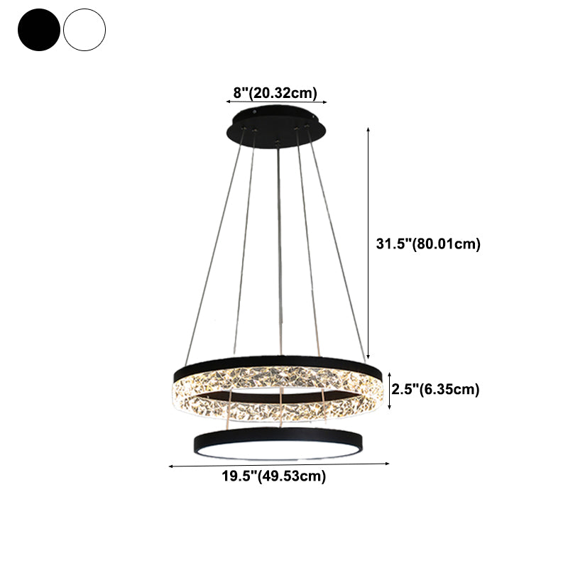 Modern Chandelier LED Hanging Pendant Light Fixture with Acrylic Shade for Living Room