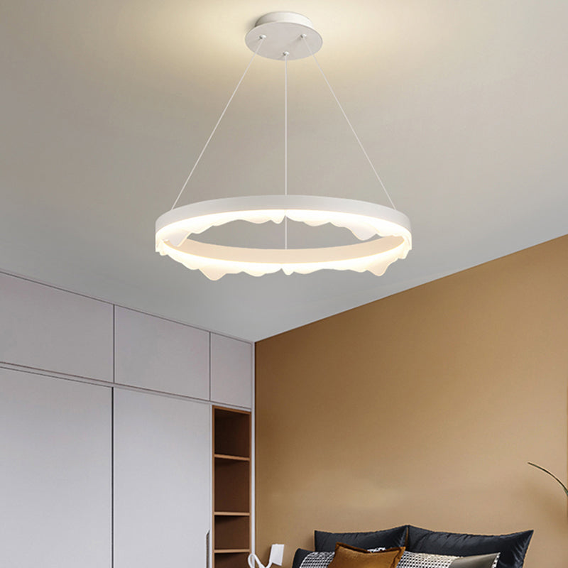 Simple LED Chandelier 1-Light Hanging Pendant Light Fixture with Acrylic Shade for Bedroom