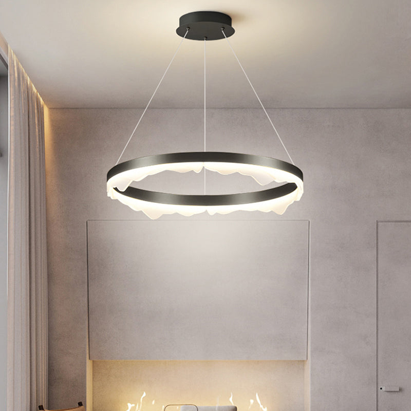 Simple LED Chandelier 1-Light Hanging Pendant Light Fixture with Acrylic Shade for Bedroom