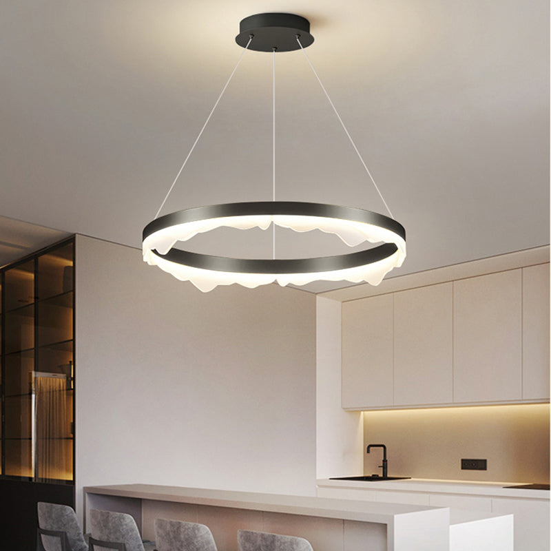 Simple LED Chandelier 1-Light Hanging Pendant Light Fixture with Acrylic Shade for Bedroom