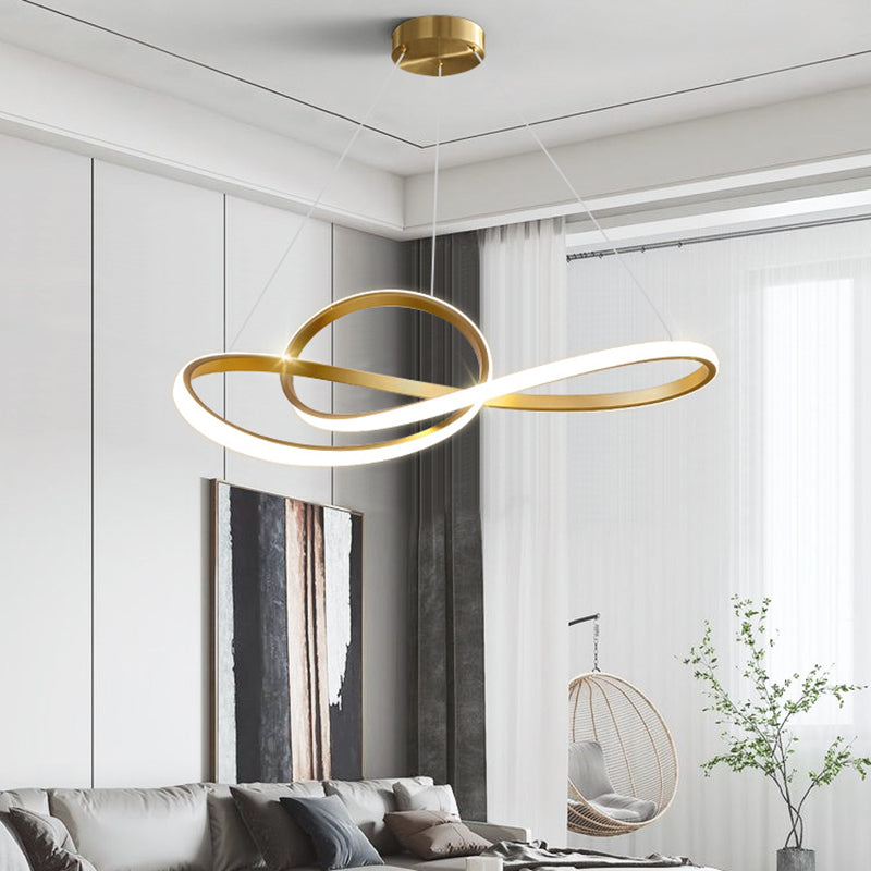 Modern Twist Pendant Chandelier Metal Living Room LED Hanging Chandelier