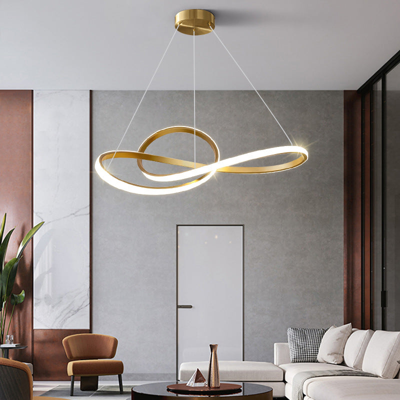 Modern Twist Pendant Chandelier Metal Living Room LED Hanging Chandelier