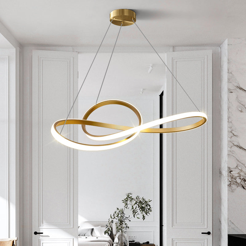 Modern Twist Pendant Chandelier Metal Living Room LED Hanging Chandelier