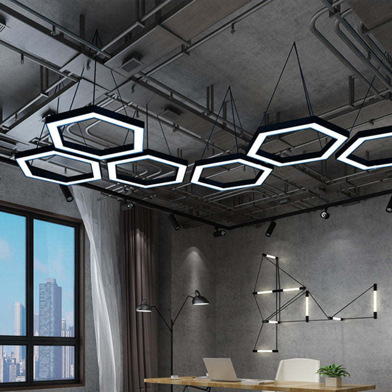 Geometric LED Pendant Light Modern Metal Hanging Pendant for Office Meeting Room