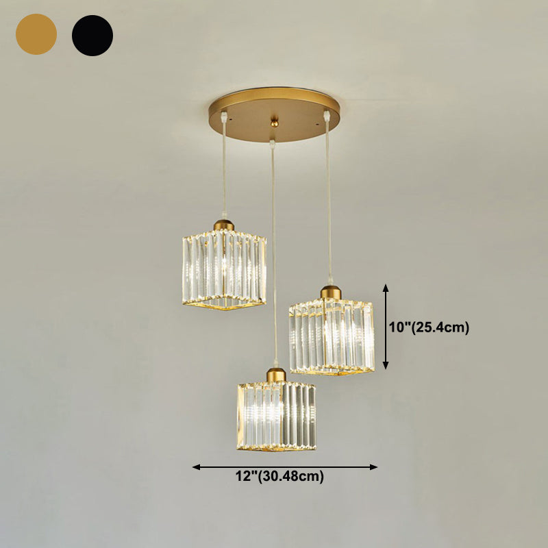 Modern Style Geometry Shape Hanging Light Crystal Hanging Lamp for Bedroom