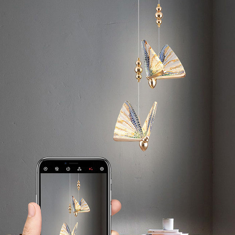 Modern Butterfly Shape Pendant Light Aluminum LED Hanging Pendant for Living Room