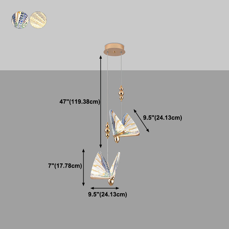 Modern Butterfly Shape Pendant Light Aluminum LED Hanging Pendant for Living Room