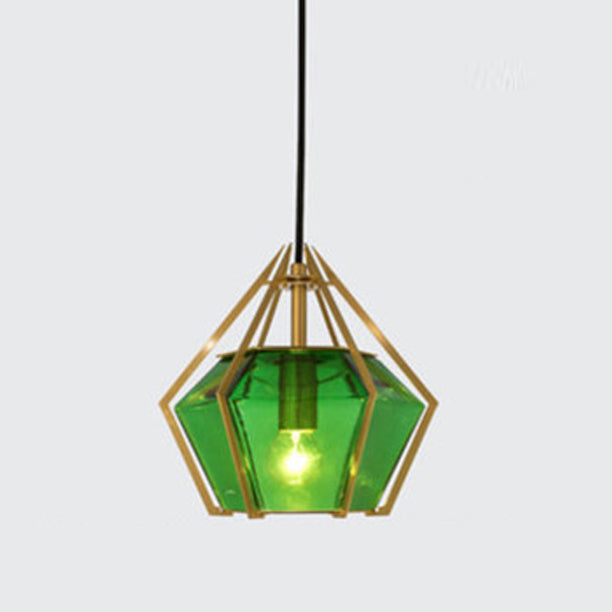 Geometry Shape Glass Hanging Ceiling Light Modern Style 1 Light Pendant Light