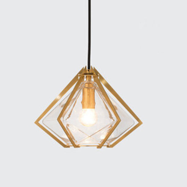 Geometry Shape Glass Hanging Ceiling Light Modern Style 1 Light Pendant Light