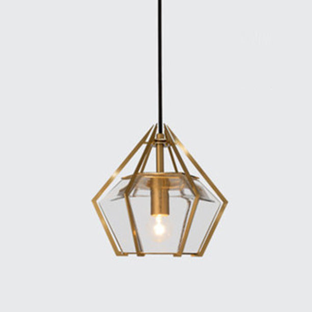 Geometry Shape Glass Hanging Ceiling Light Modern Style 1 Light Pendant Light