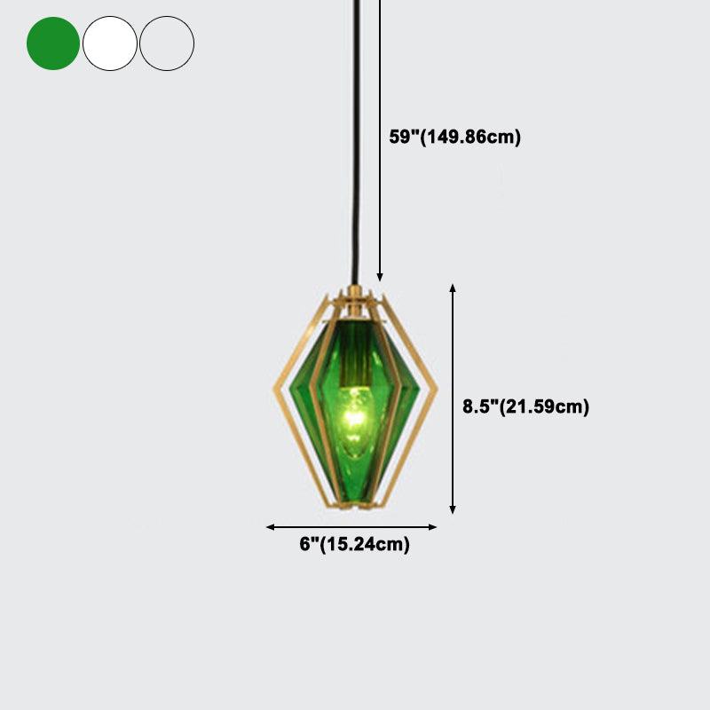 Geometry Shape Glass Hanging Ceiling Light Modern Style 1 Light Pendant Light