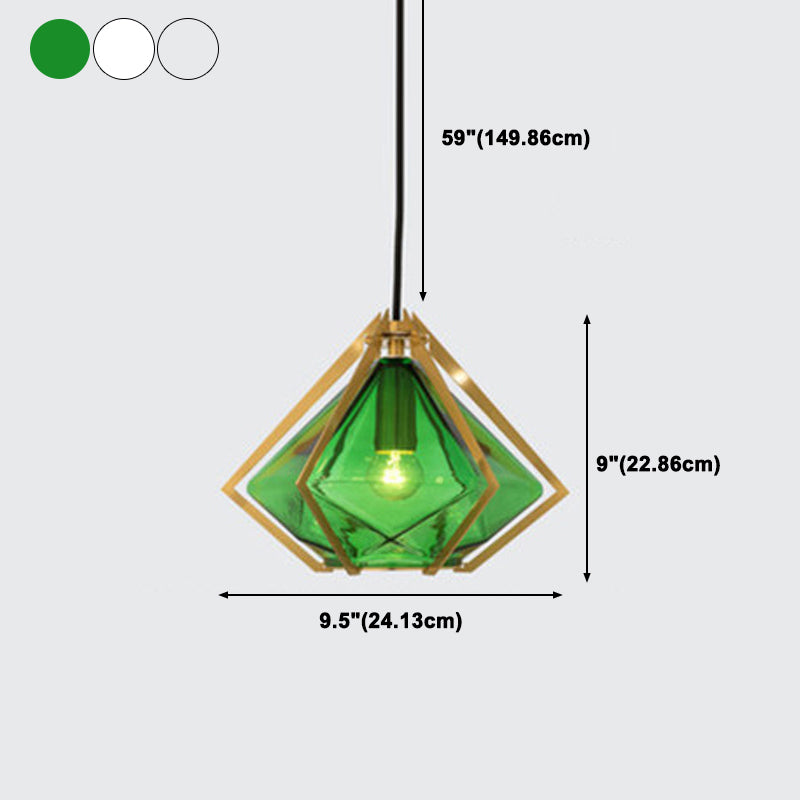 Geometry Shape Glass Hanging Ceiling Light Modern Style 1 Light Pendant Light