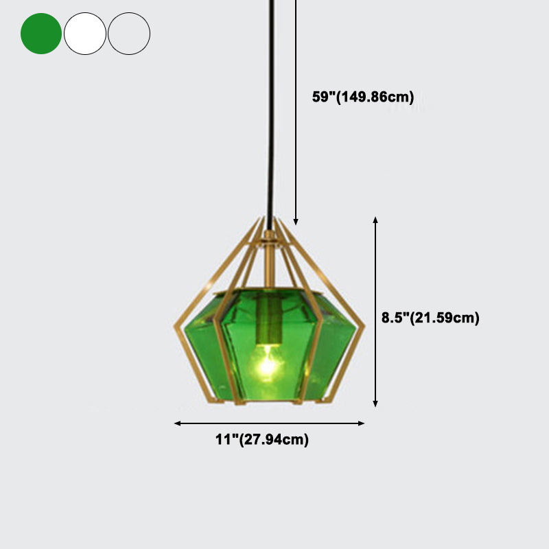 Geometry Shape Glass Hanging Ceiling Light Modern Style 1 Light Pendant Light