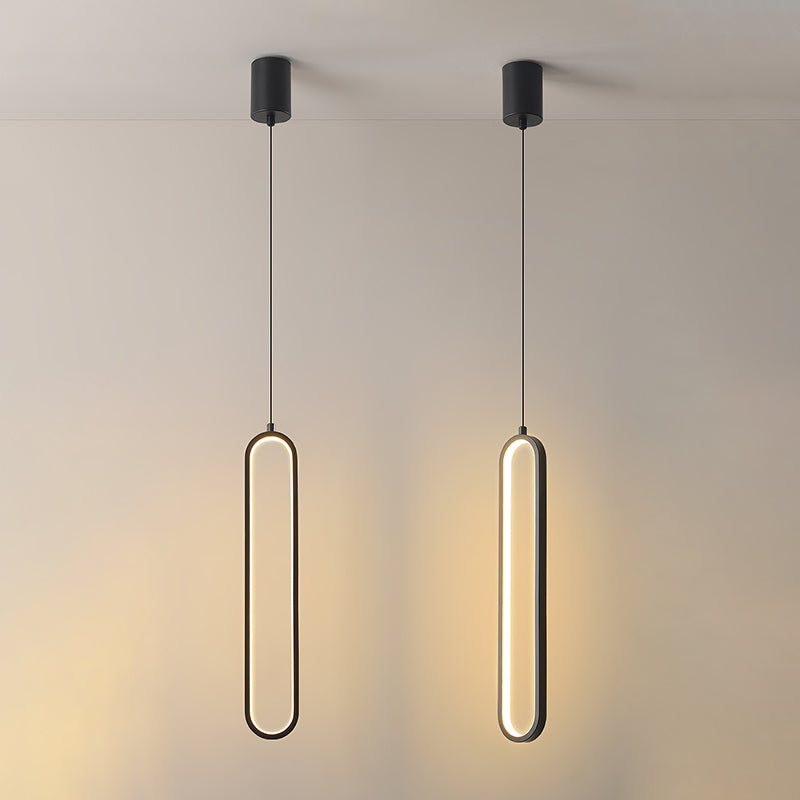 Linear Shape Metal Pendant Light Modern Style 1 Light Hanging Lamp in Black