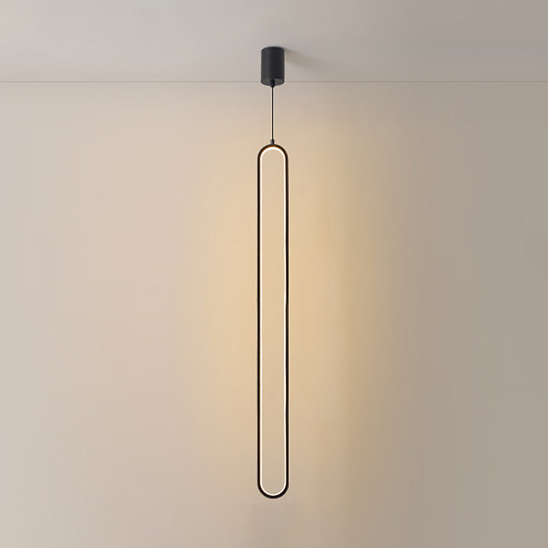 Linear Shape Metal Pendant Light Modern Style 1 Light Hanging Lamp in Black