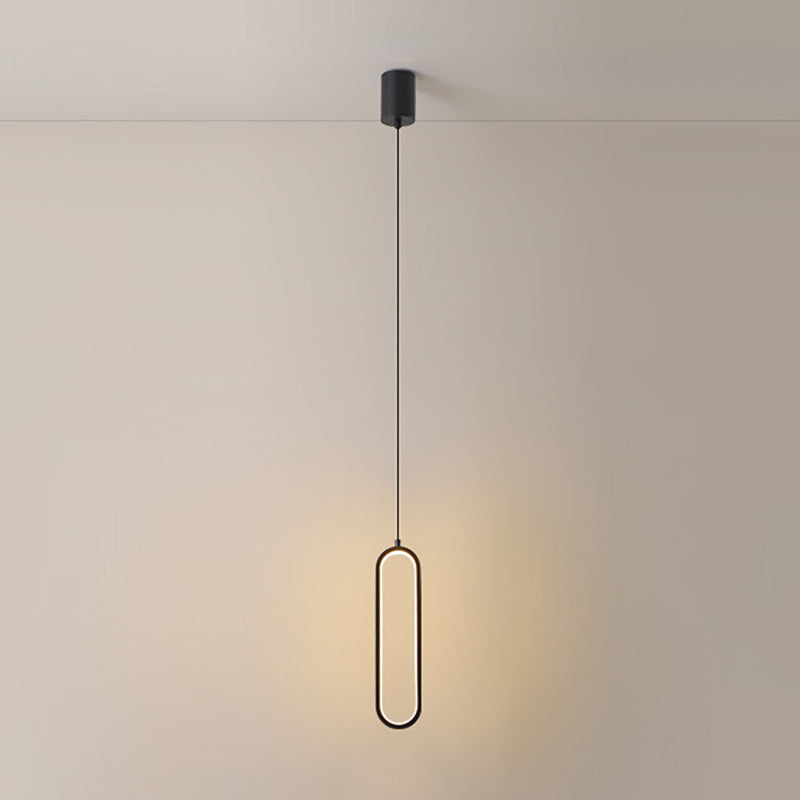 Linear Shape Metal Pendant Light Modern Style 1 Light Hanging Lamp in Black