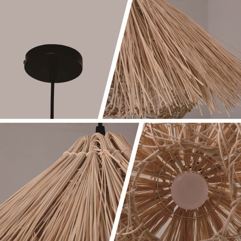 Rattan Bird's Nest Shade Hanging Lights Modern Style 1 Head Hanging Mount Fixture for Restaurant