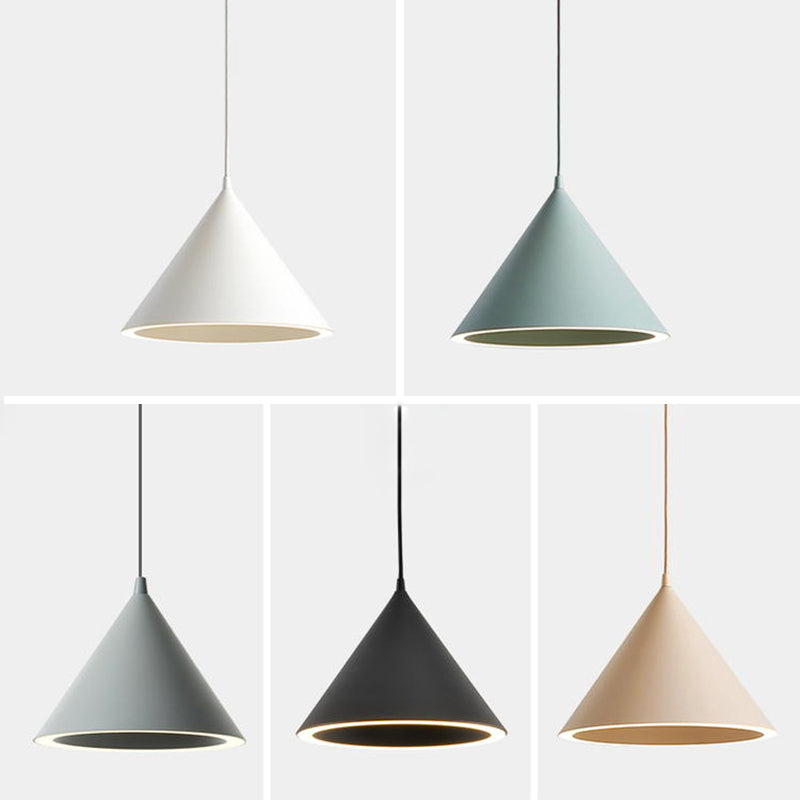 Metal Cone Shade Hanging Lights Modern Macaron Style 1 Light Hanging Mount Fixture for Bedroom