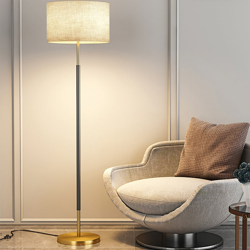 Fabric Cylinder Floor Lamp Modern Style Floor Light for Living Room