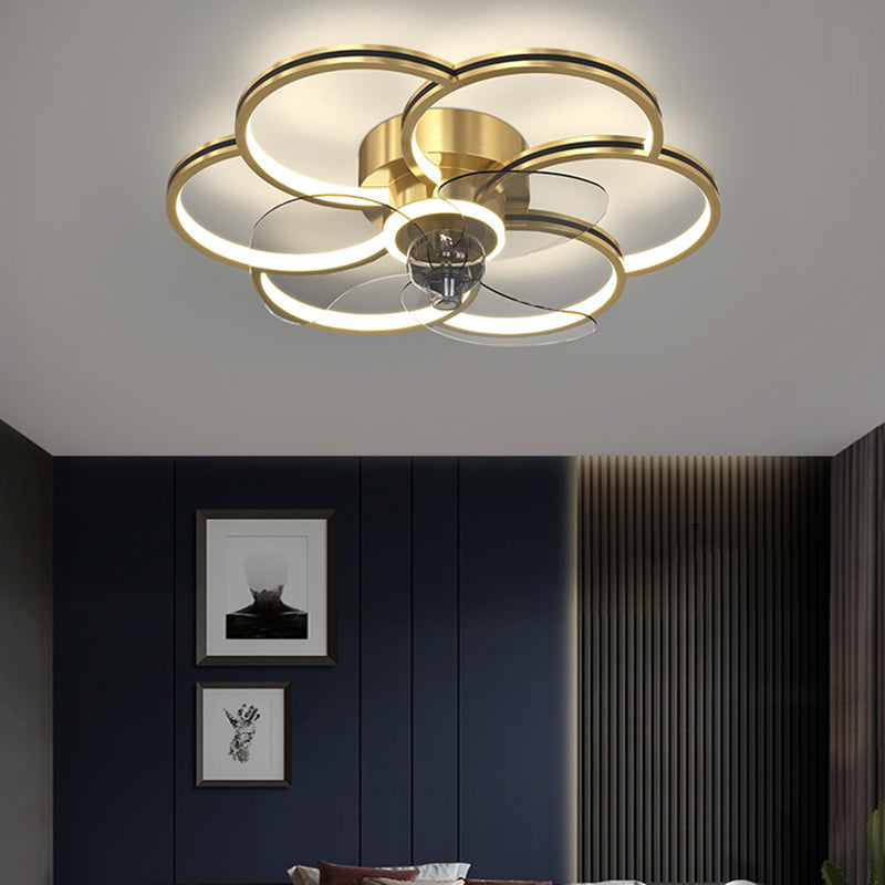 Modern Ceiling Fan Light Multi Light Ceiling Mount Lamp with Silica Gel Shade for Bedroom