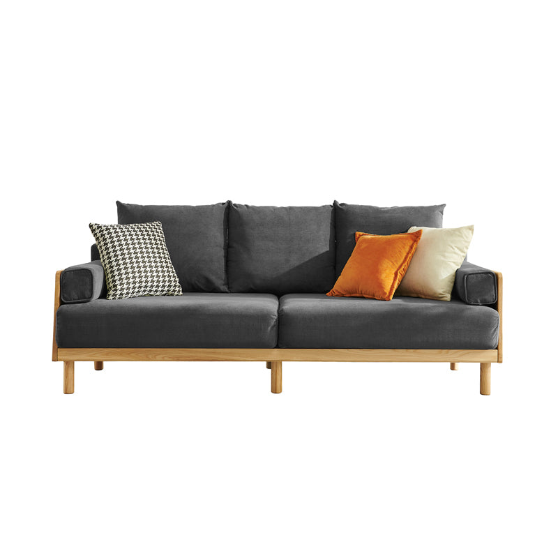 Recessed Arm Sofa Living Room Pillow Back Couch with Solid Wood Frame