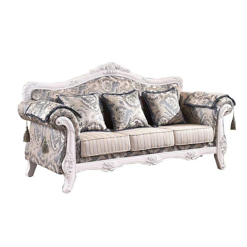 Traditional Velvet Couch Three Cushion Seat Settee with Rolled Arms