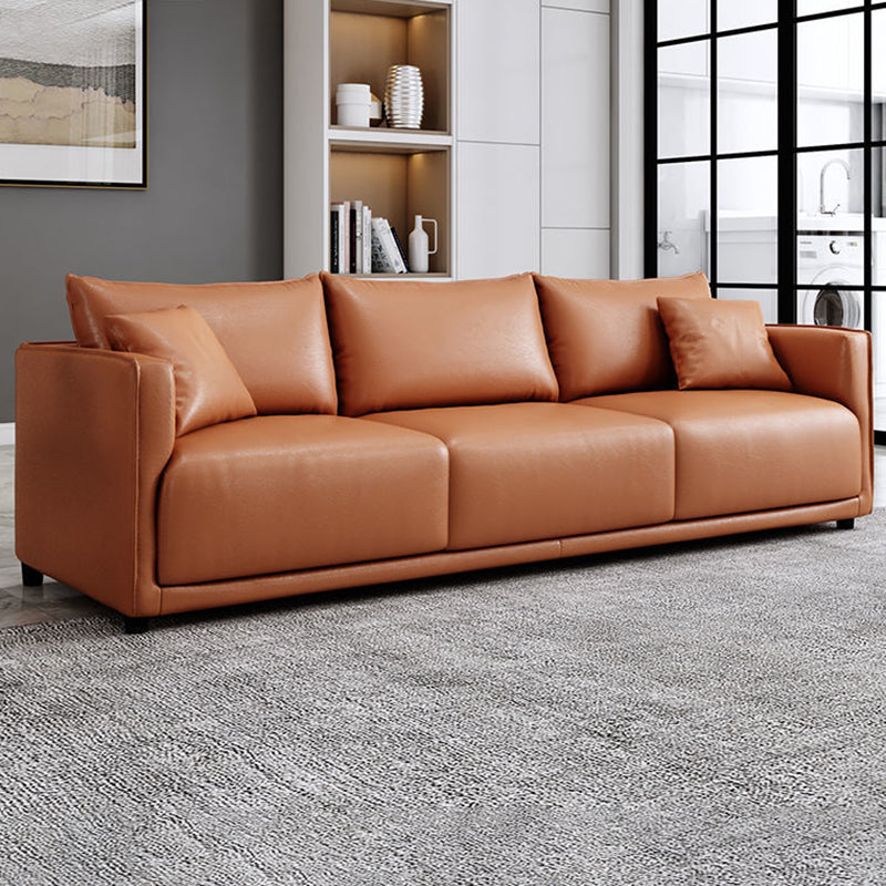 Modern 3-seater Sofa Three Pillows Back Couch with Square Arms for Apartment