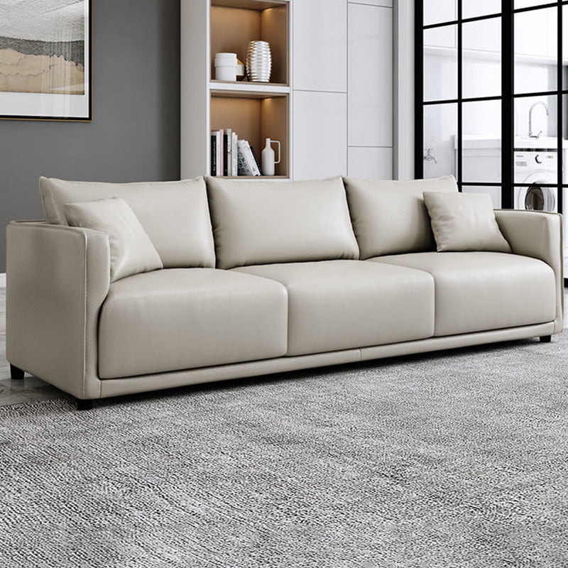 Modern 3-seater Sofa Three Pillows Back Couch with Square Arms for Apartment