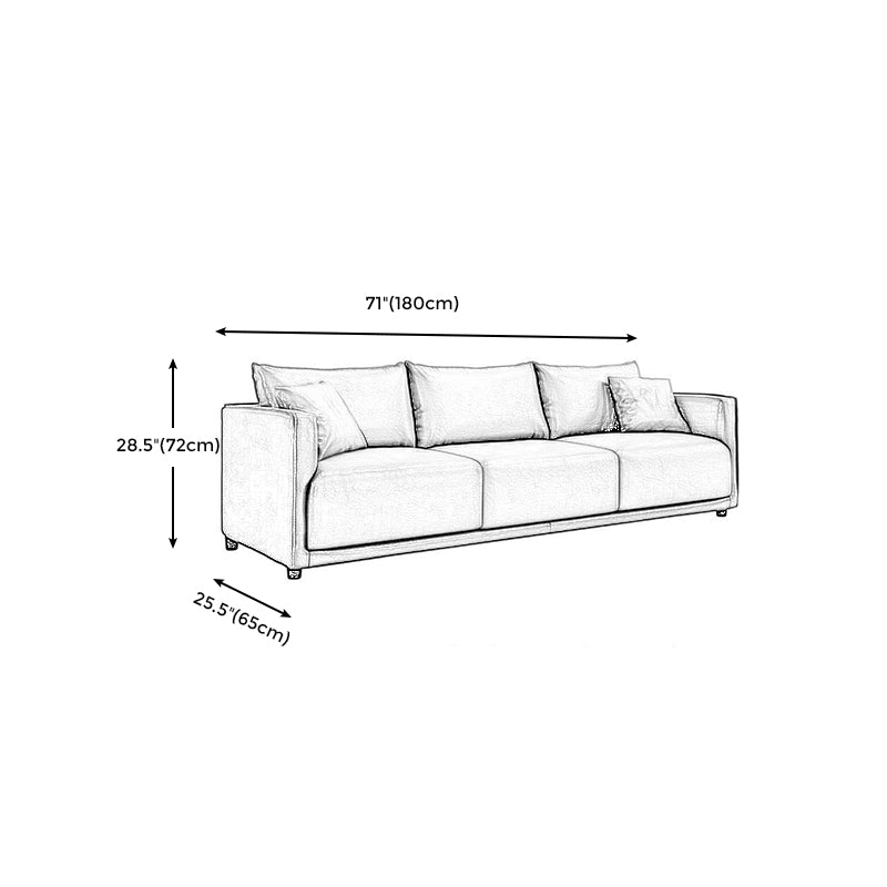 Modern 3-seater Sofa Three Pillows Back Couch with Square Arms for Apartment