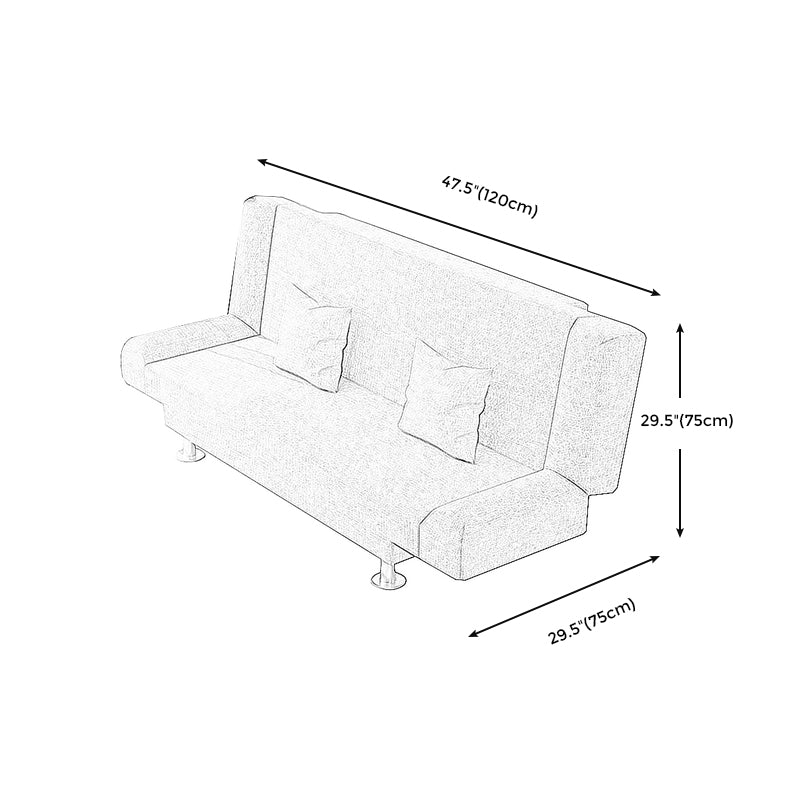 Modern Cotton Blend Round Arm Convertible Sofa Tight Back Foldable Sofa Bed