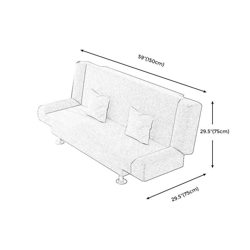 Modern Cotton Blend Round Arm Convertible Sofa Tight Back Foldable Sofa Bed