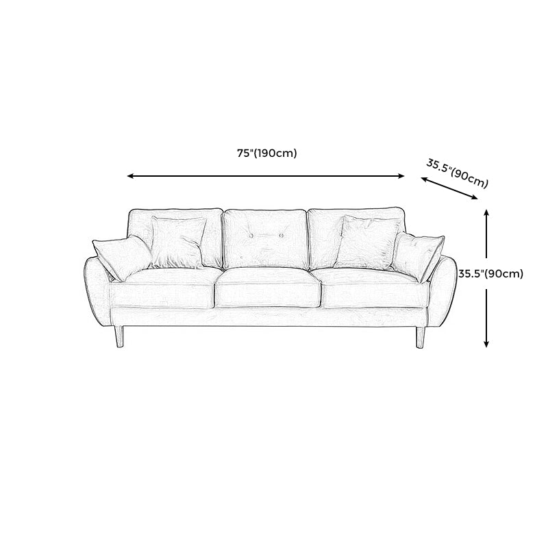 Living Room 2-seater Pillow Top Arm Settee Velvet Couch with Oak Legs