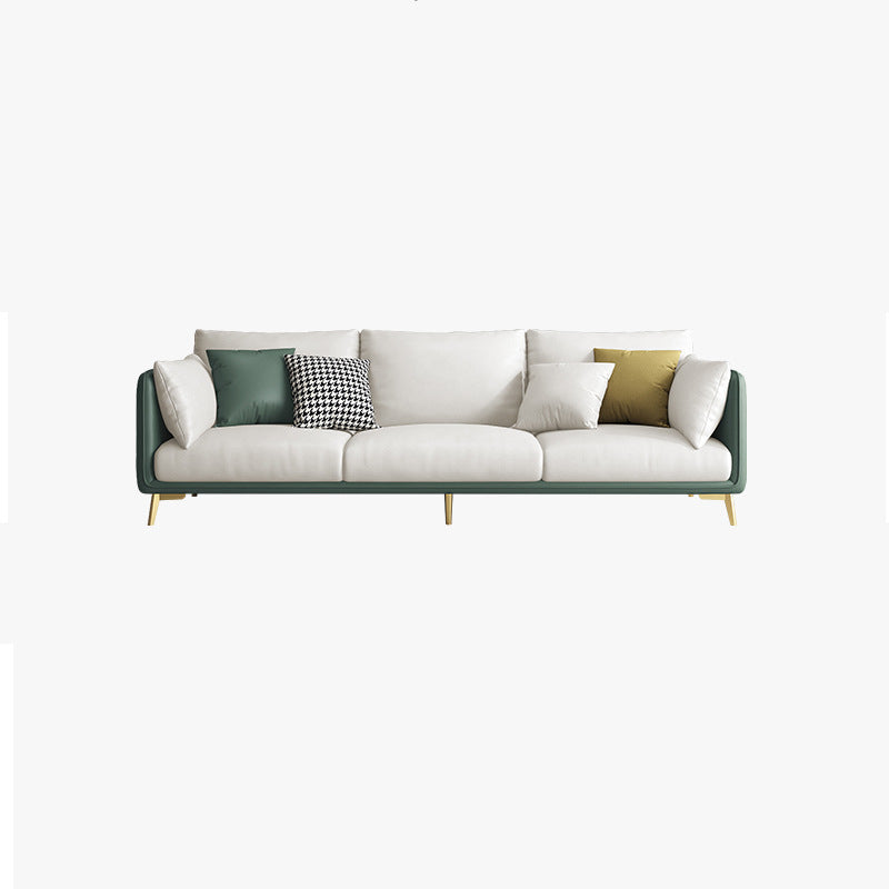 Contemporary Square Arm Couch Pillow Back Settee for Three People